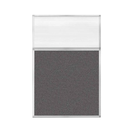 VERSARE Hush Panel Configurable Cubicle Partition 4' x 6' W/ Window Charcoal Gray Fabric Clear Fluted Window 1850607-1